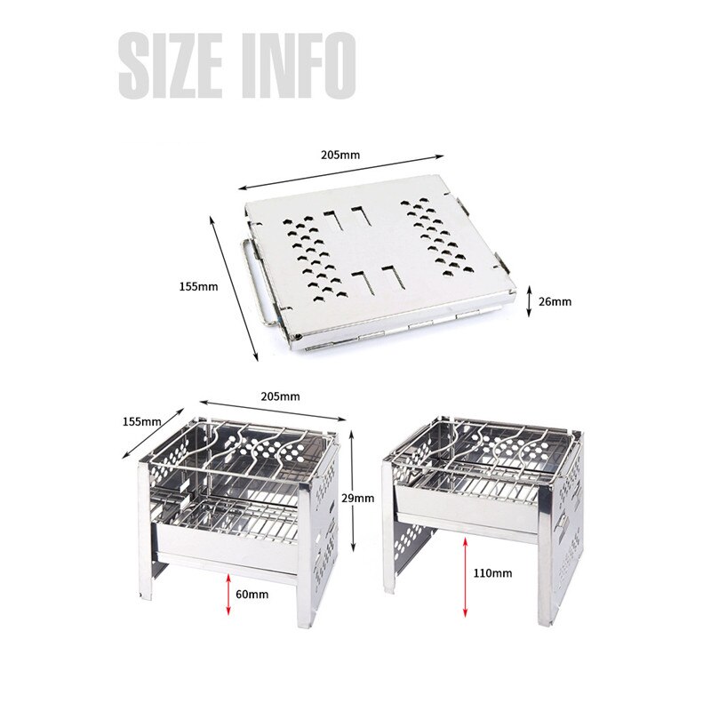 Neue Protable Klapp Feuer Platte Camping BBQ Furnture Ich bin Freien &Ampere; Haushalt edelstahl 430 Grillmulti-Funktion Grill Regal