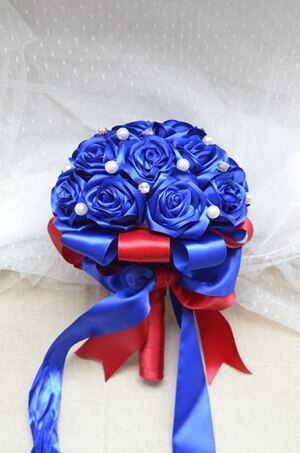 bridal wedding bouquet handmade silk satin Rose flower European Royal blue bride bouquet bridesmaid Wedding Bouquet de mariage: Blue