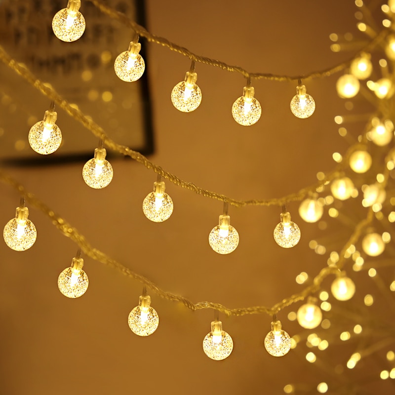 10M 20M Kristal Ballen Led Fairy String Light Usb Power Lamp Voor Wedding Party Kerst Buitenverlichting Kamer guirlande Decoratie