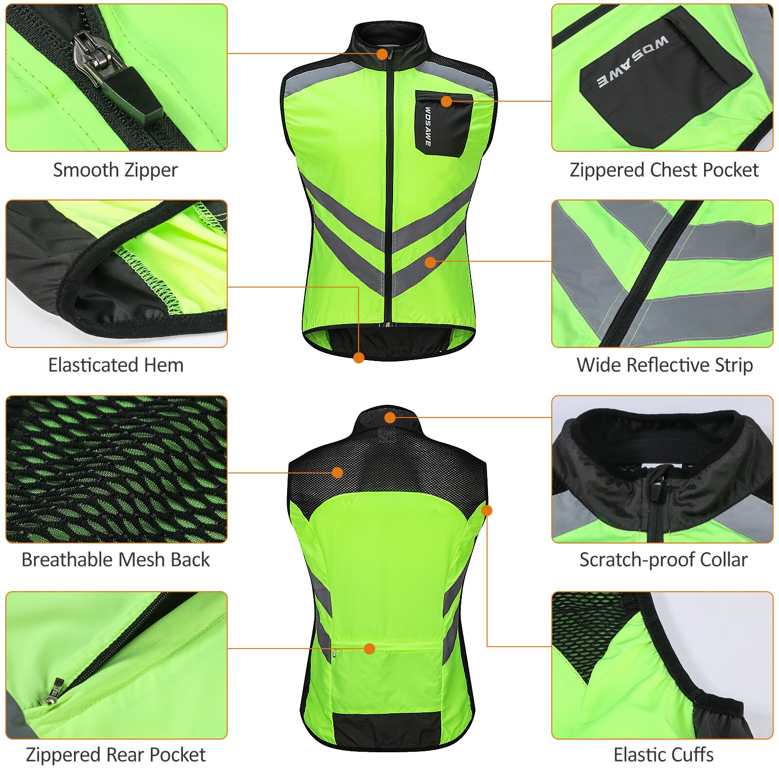 Mannen Fietsen Vest Opvouwbare Reflecterende Snel Droog Ademend Winddicht Sport Fiets Vest Riding Running Jogging Wandelen Wind Jas