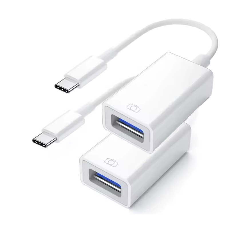 OTG Adapter Lightning To USB 3.0 Adaptador USB Type C For iPhone 14 13 12 11 Pro Max X XS USB C Splitter Data Convertor Expander: WHITE