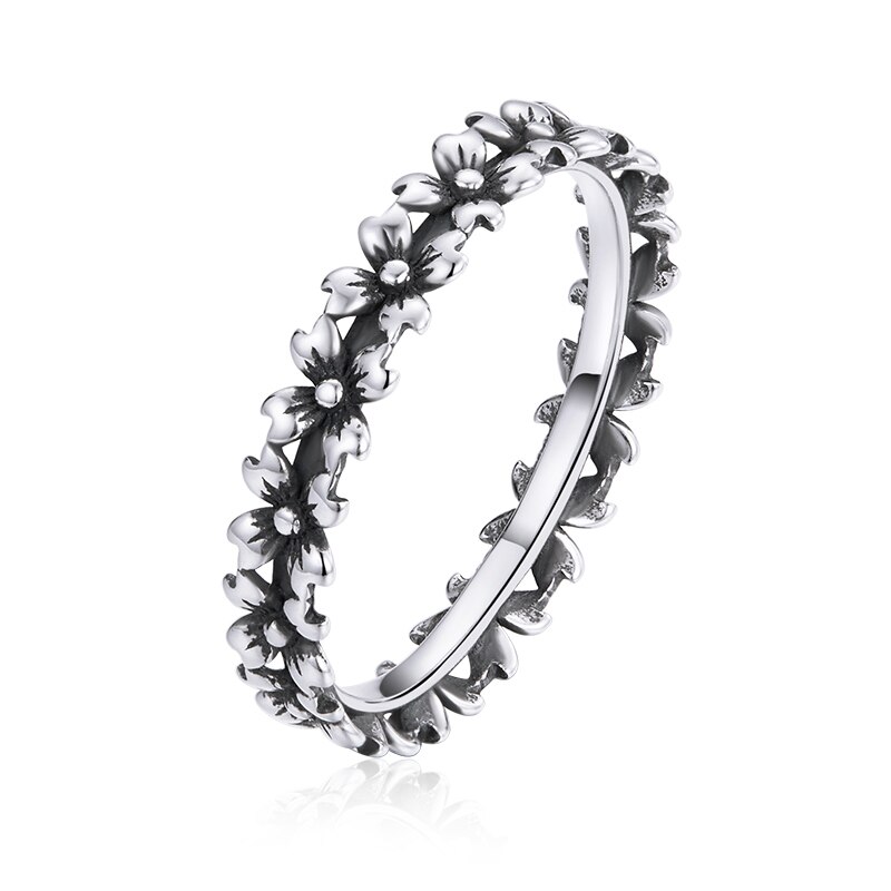 WOSTU 925 Sterling Sliver rozmiar Vintage wytłaczany wzór Rose Red Flower cyrkon pierścienie dla kobiet kobieta oryginalna biżuteria CTR235: 7 / CQR724