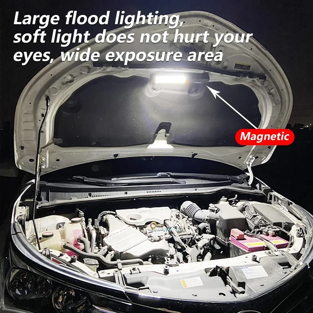 Krachtige campinglantaarn Handschijnwerper LED-werklamp USB oplaadbare werklamp met magneethaak Werkplaatsreparatieverlichting