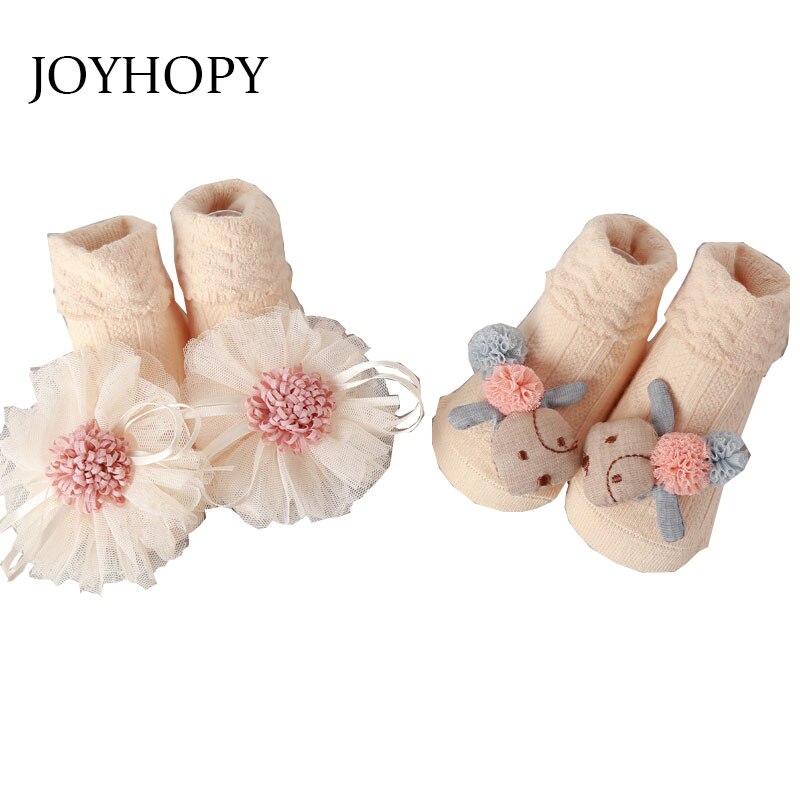 2 paar/einstellen neugeborenen-babysocken aus baumwolle, Karikatur-motiv, rutschfest, herbst-Winter-prinzessinnenblumen-socken für kleinkinder und mädchen 0-2y
