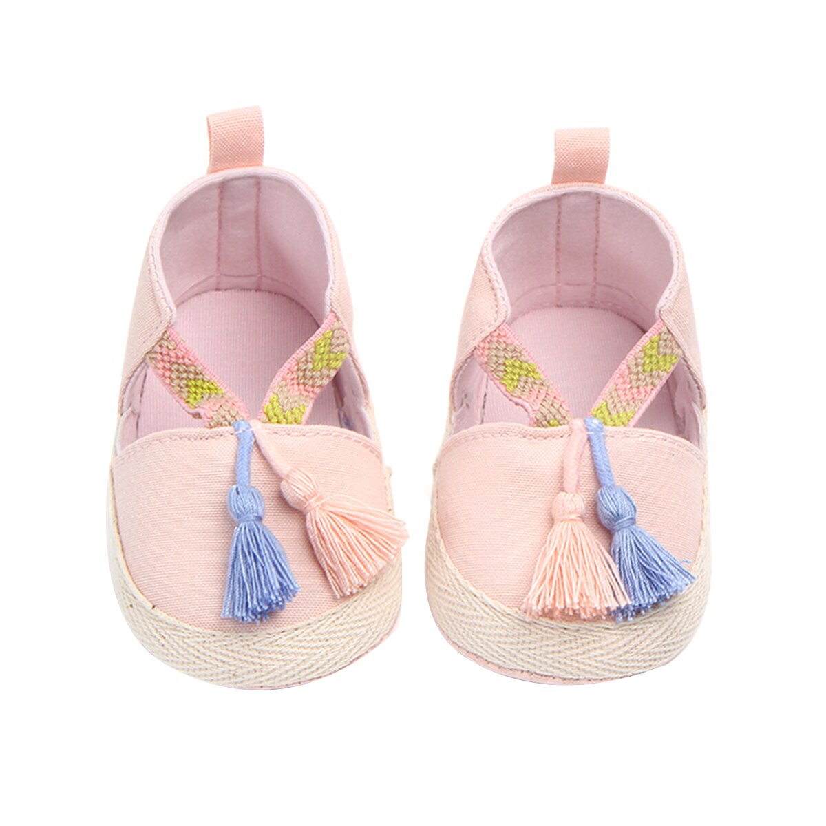Baby baby krybbe sko bløde sål kvaster prewalker lejligheder skridsikre prinsesse kjole sko: Lyserød / 13-18 måneder