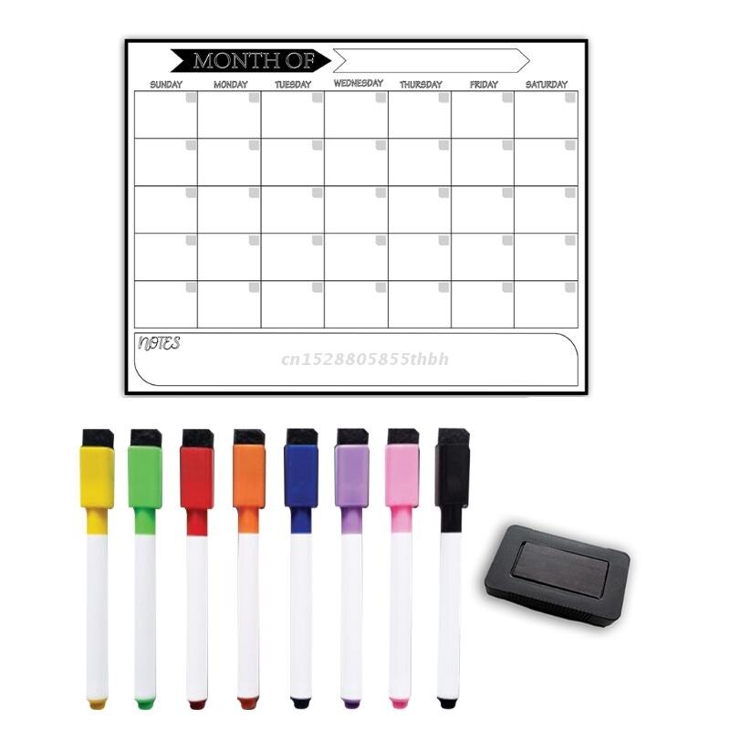 Soft Magnetic Whiteboard Fridge Magnet Reminder Week Month Grocery List Notepad for Home Refrigerator Office Workspace