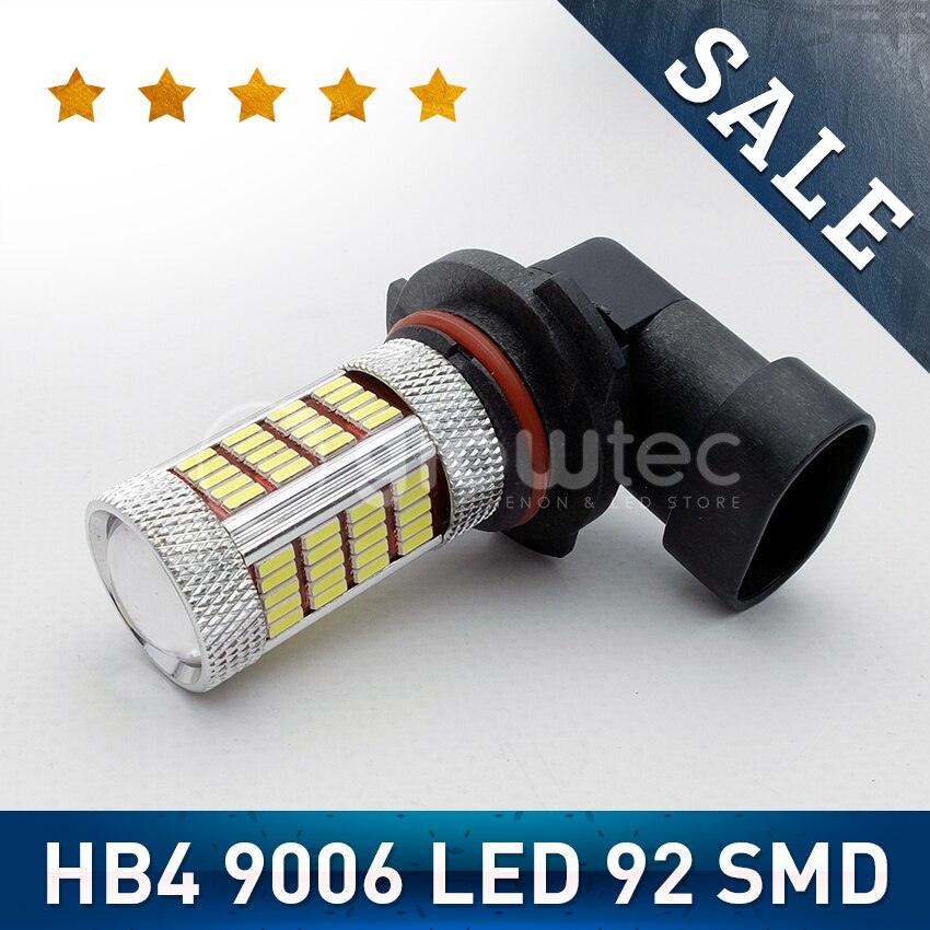 1x HB4 9006 92smd LED lamp koplamp 92 smd Lampen Auto LED Dagrijlichten DRL Hoge Heldere Lamp Wit 12 v GLOWTEC