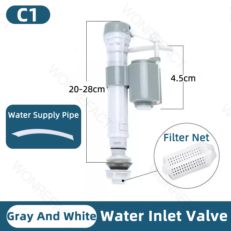 Universal Toilet Tank Replacement Kit Toilet Buttons Toilet Dual Flush Valve Water Inlet Valve Accessories Adjustable Float: PURPLE