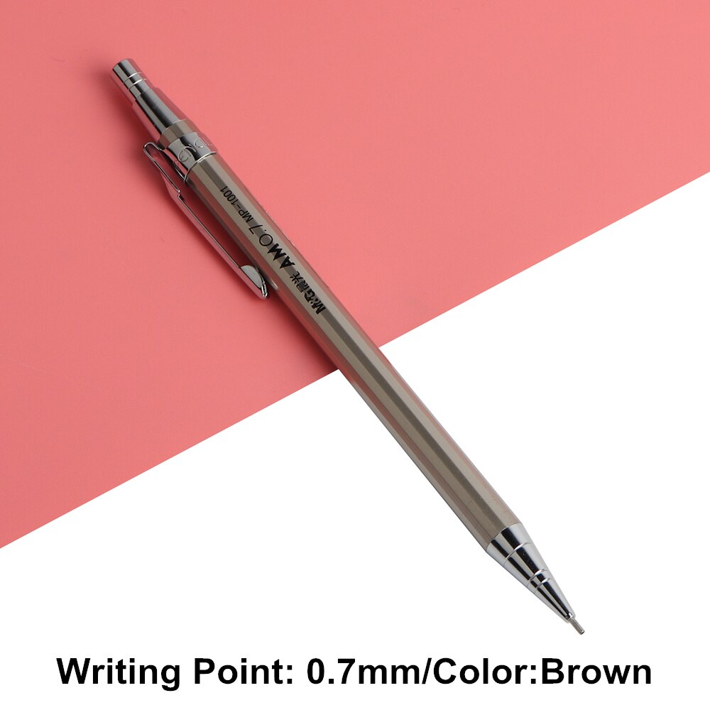 1 pces lápis de metal completo m & g lápis mecânico ponto de escrita 0.5-0.7mm para pintura profissional material escolar papelaria canetas: 0.7mm Brown