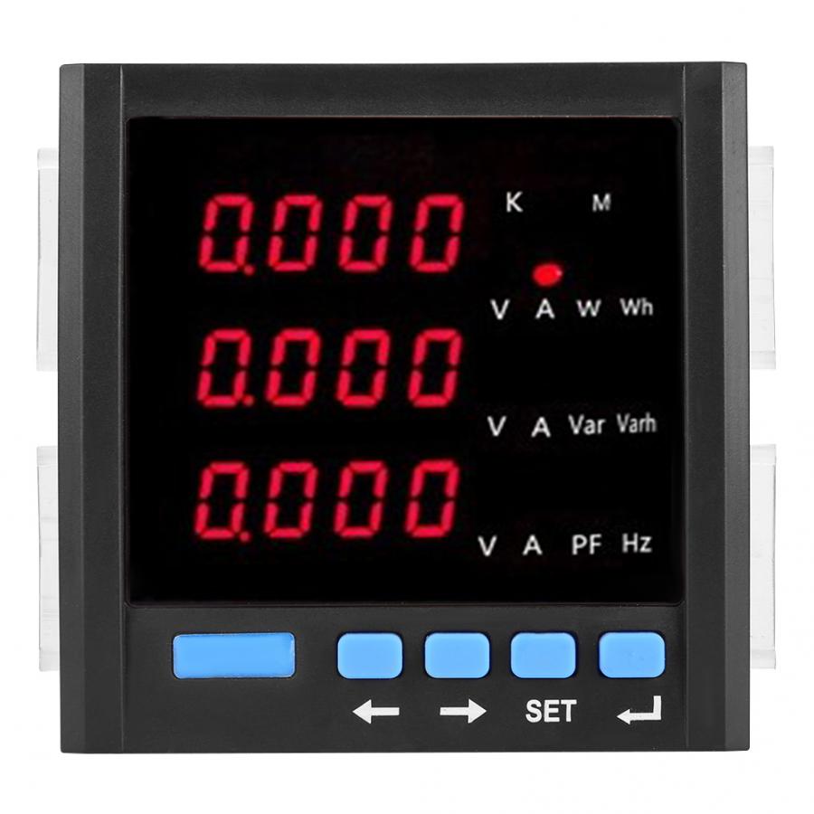 Voltmètre ampèremètre triphasé à LED numérique compteur Programmable multifonctionnel noir
