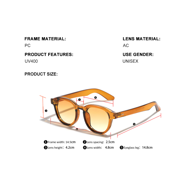 Dddlong Retro Ronde Zonnebril Dames Heren Zonnebril Klassiek Uv400 Outdoor Tinten D387