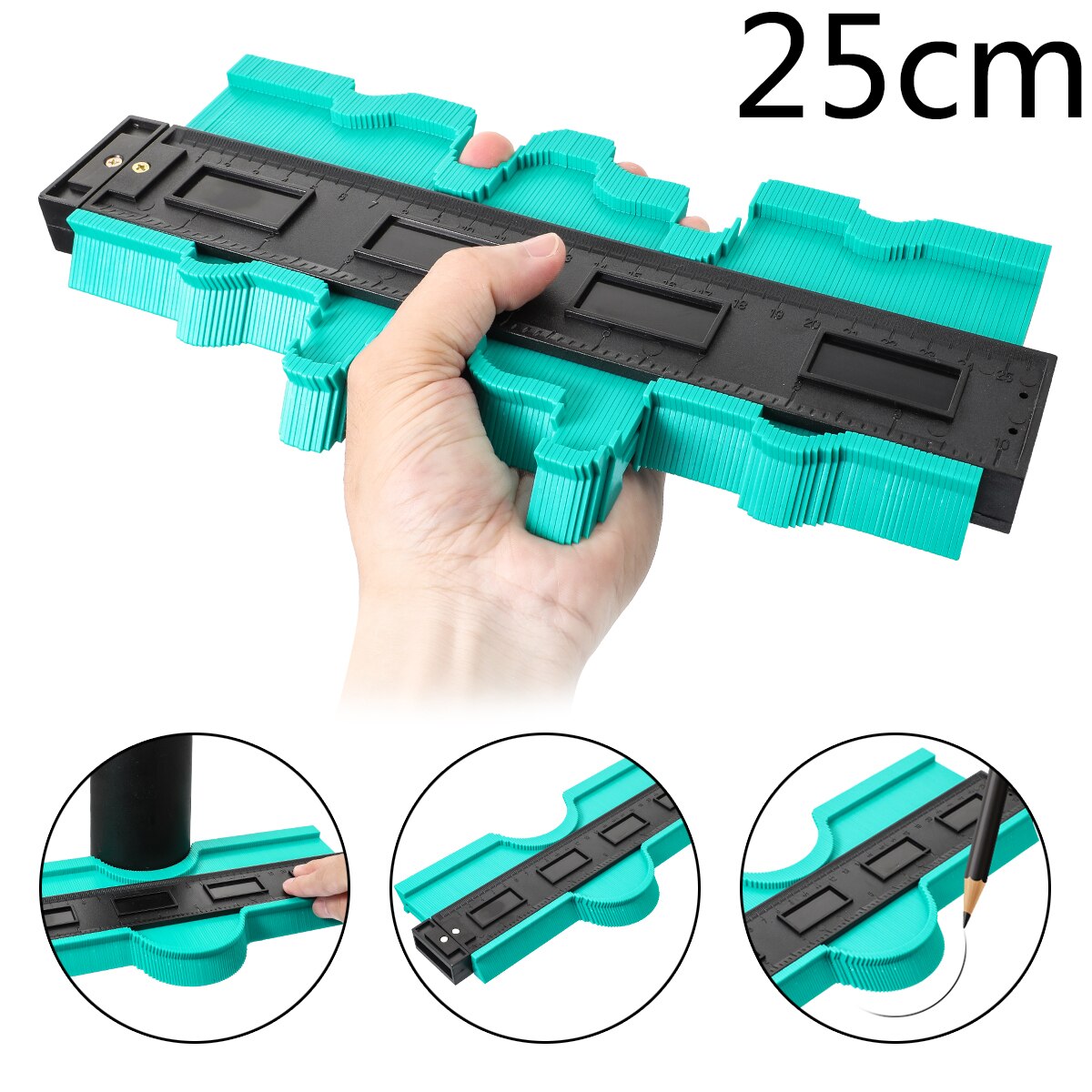 12/14/25/50cm Plastic Irregular Profile Ruler Gauge Duplicator Contour Scale Template Scale Tiling Laminate: 25cm green