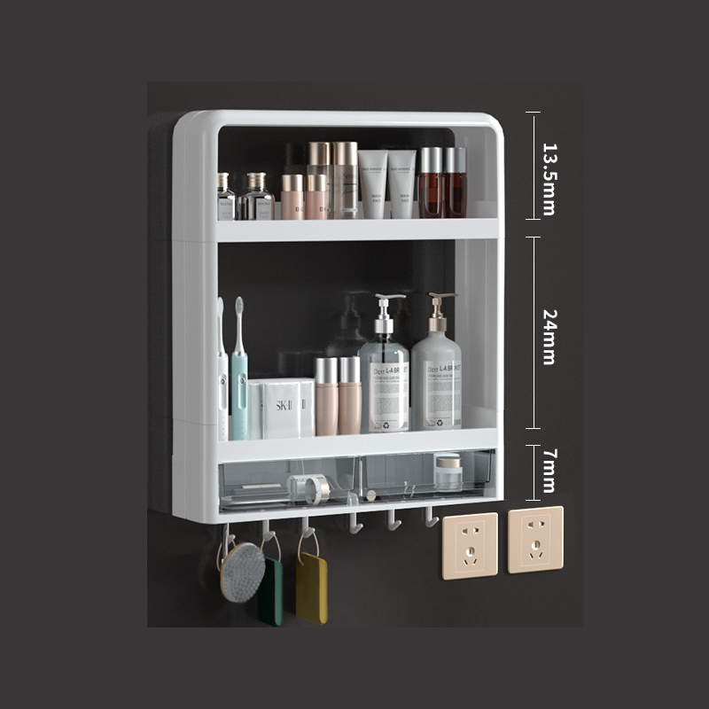 Estante montado en la pared para baño, organizador de cosméticos multifuncional para almacenamiento de artículos de tocador, botellas de condimentos de cocina: Verde