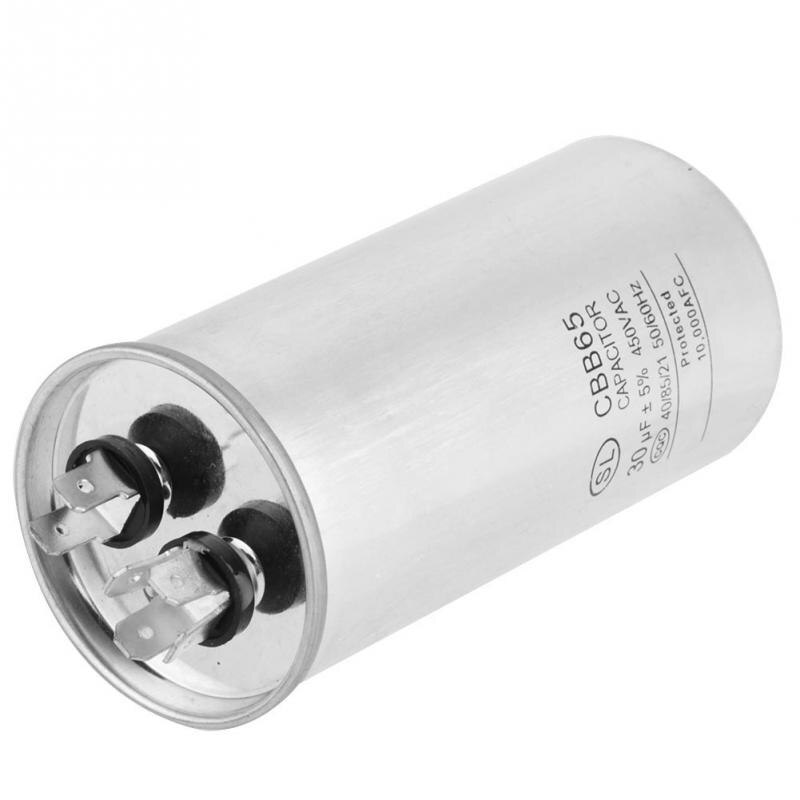 CBB65A-1 30uF AC 450V Large Capacity Cylindrical Motor Capacitor for Air Conditioner Motors Refrigerator