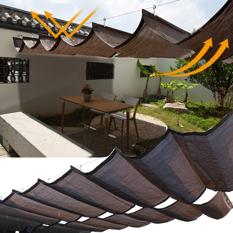 Width 1M HDPE Telescopic Wave Sun Shade Net Balcony Terrace Sun Shelter Garden Pergolas Canopy Outdoor Swimming Pool Awning