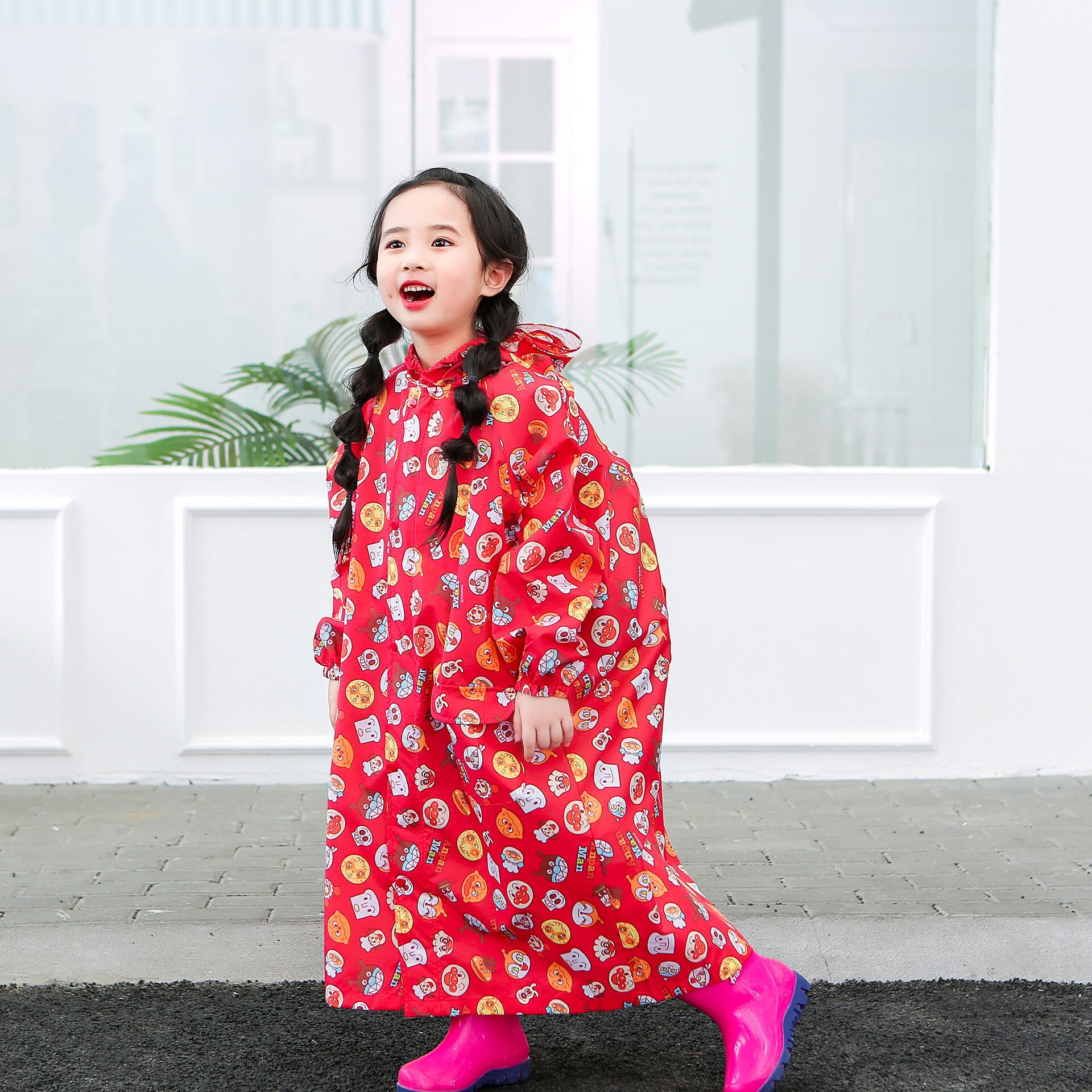 Poncho imperméable de dessin animé pour enfants et élèves, une pièce avec cartable, imperméable et résistant à la neige
