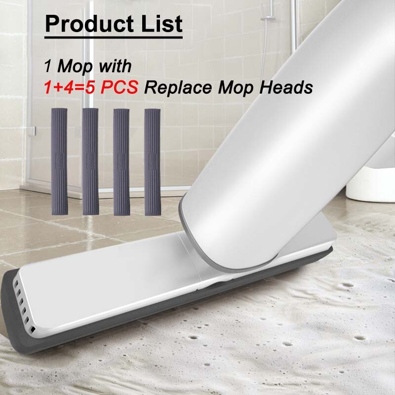 Automatische Self-Wringen Mop Vlakmop Met Pva Spons Mop Heads Floor Wassen Mop Voor Slaapkamer Household Cleaning Tools: Mop with 5 Head