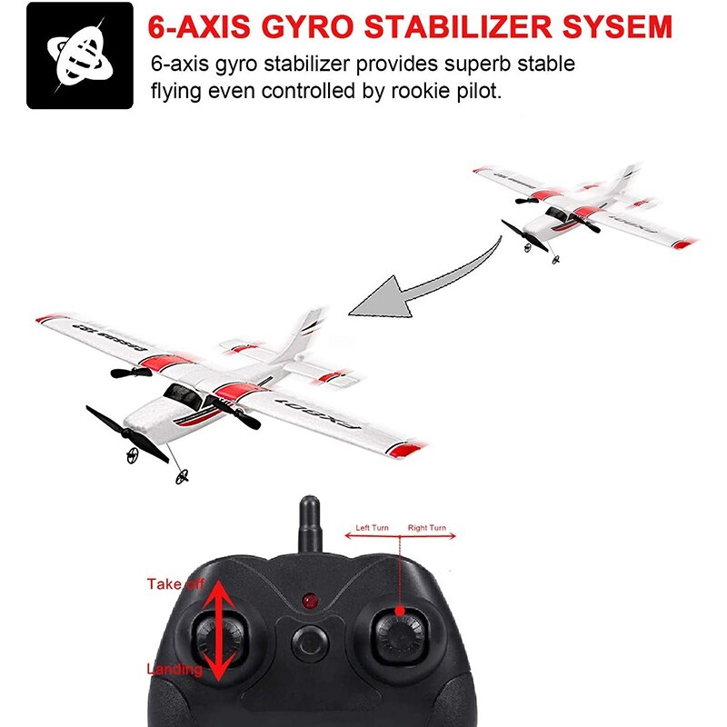 2.4Ghz 2-Channel Remote Control Aircraft EPP Foam RC Aircraft Built-in 6-Axis Gyroscope FX801 Remote Control Glider