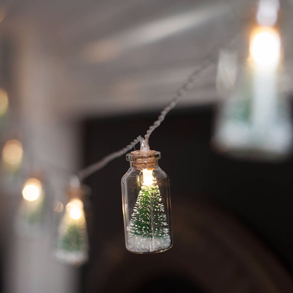 Juletræ glaskrukke flaske lyskæde med 20 led batteridrevet til bryllupsfest fe lys julepynt