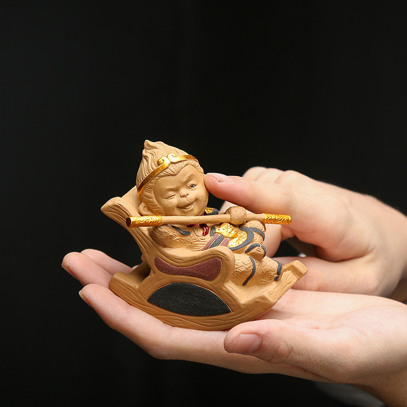 Zen Feng Shui Rey Mono té mascota coche adornos arcilla púrpura hecho a mano artesanías creativas juego de té Kung Fu juego de té