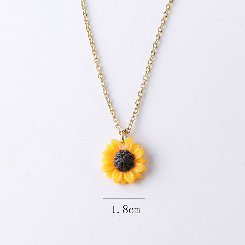 Collar colgante con girasol oro y cadena 1,5 cm 1,8 cm 2,5 cm resina flor Collar de Collar para las mujeres chica de la joyería: M