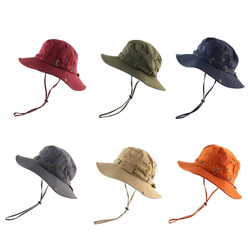 Sombrero de pescador de Color sólido para hombre, gorra de pescador de algodón para viajes al aire libre, senderismo y Pesca