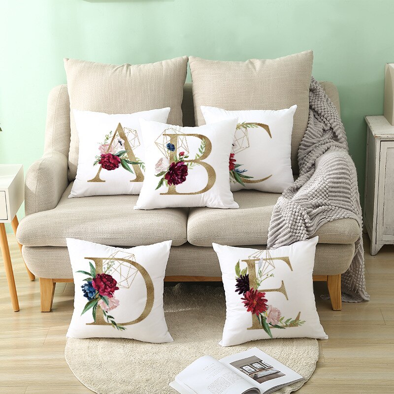 Kids Kussensloop Brief Kussenhoes 45*45 Sierkussen Covers Decor Kussens Bank Polyester Bloemen Home Decor Kussenslopen