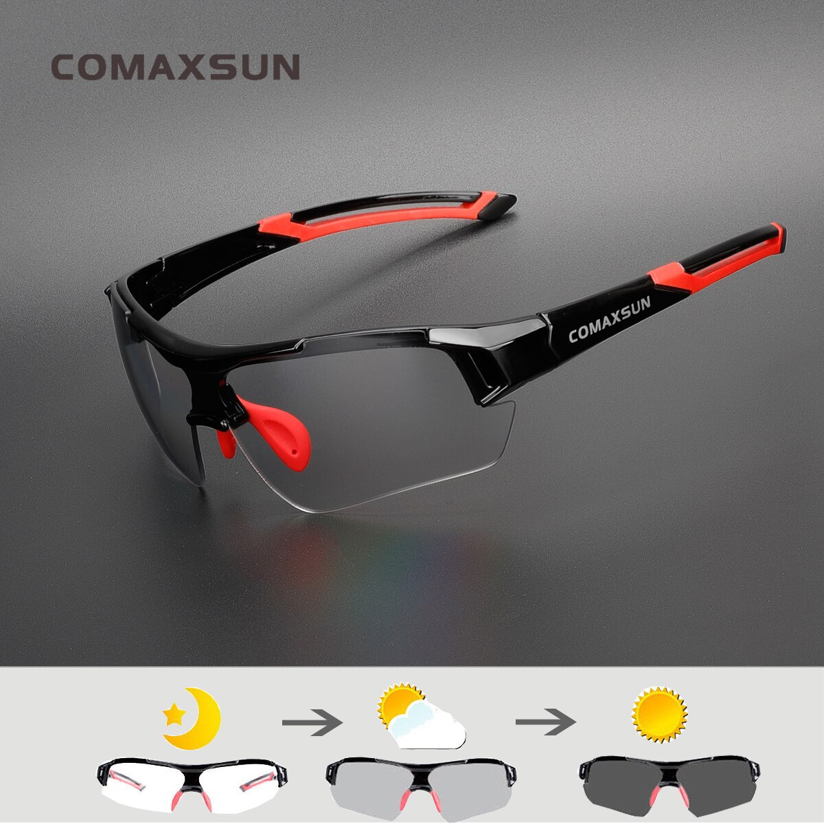 COMAXSUN Photochromic Cycling Glasses Discoloration Glasses MTB Road Bike Sport Sunglasses Bike Eyewear Bicycle Goggles 2 Style
