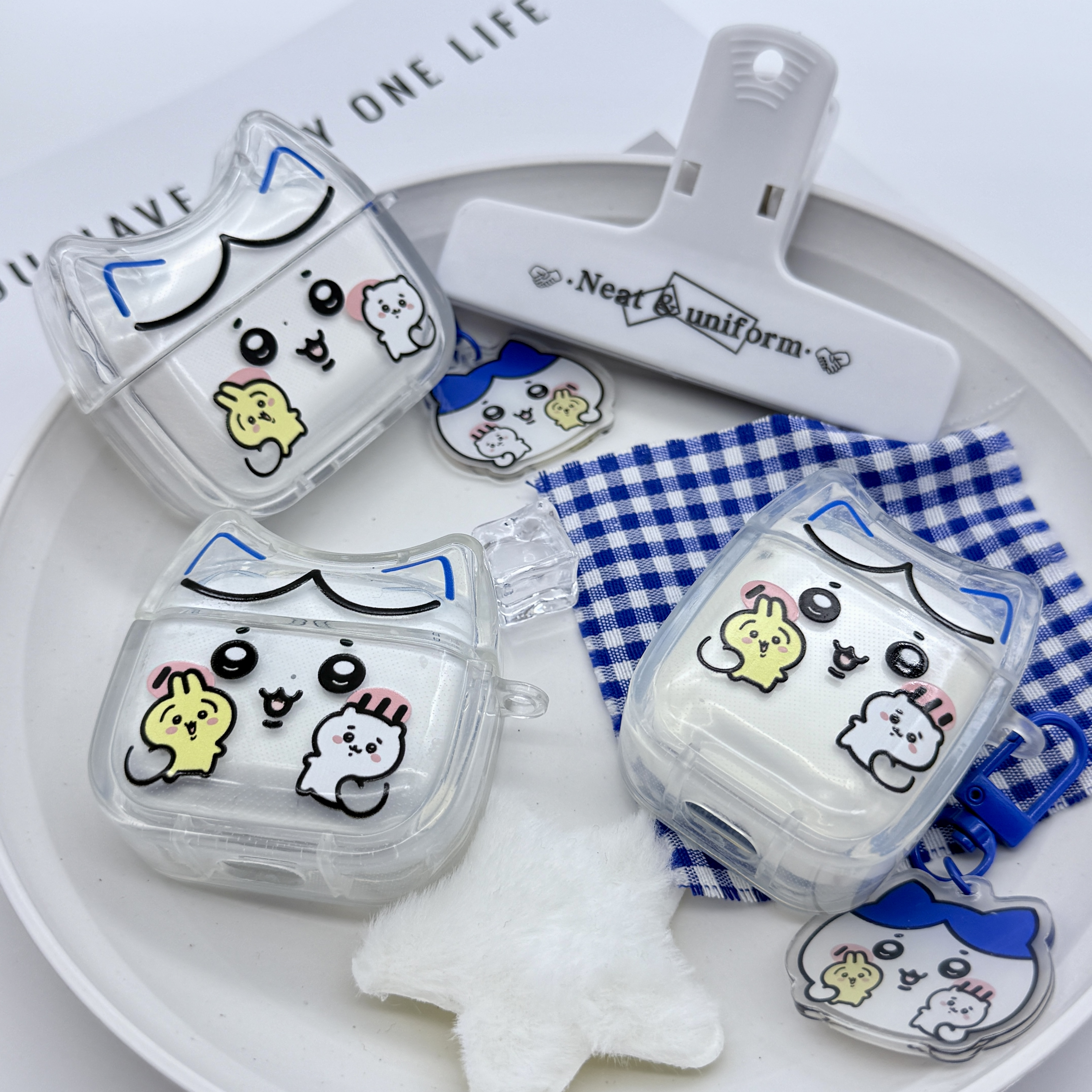 Style Cat Ears Comfortable Cartoon Chiikawa Transparent Efficient Protective Case For Airpods 4,1,2,3,Pro,Pro 2 Anti