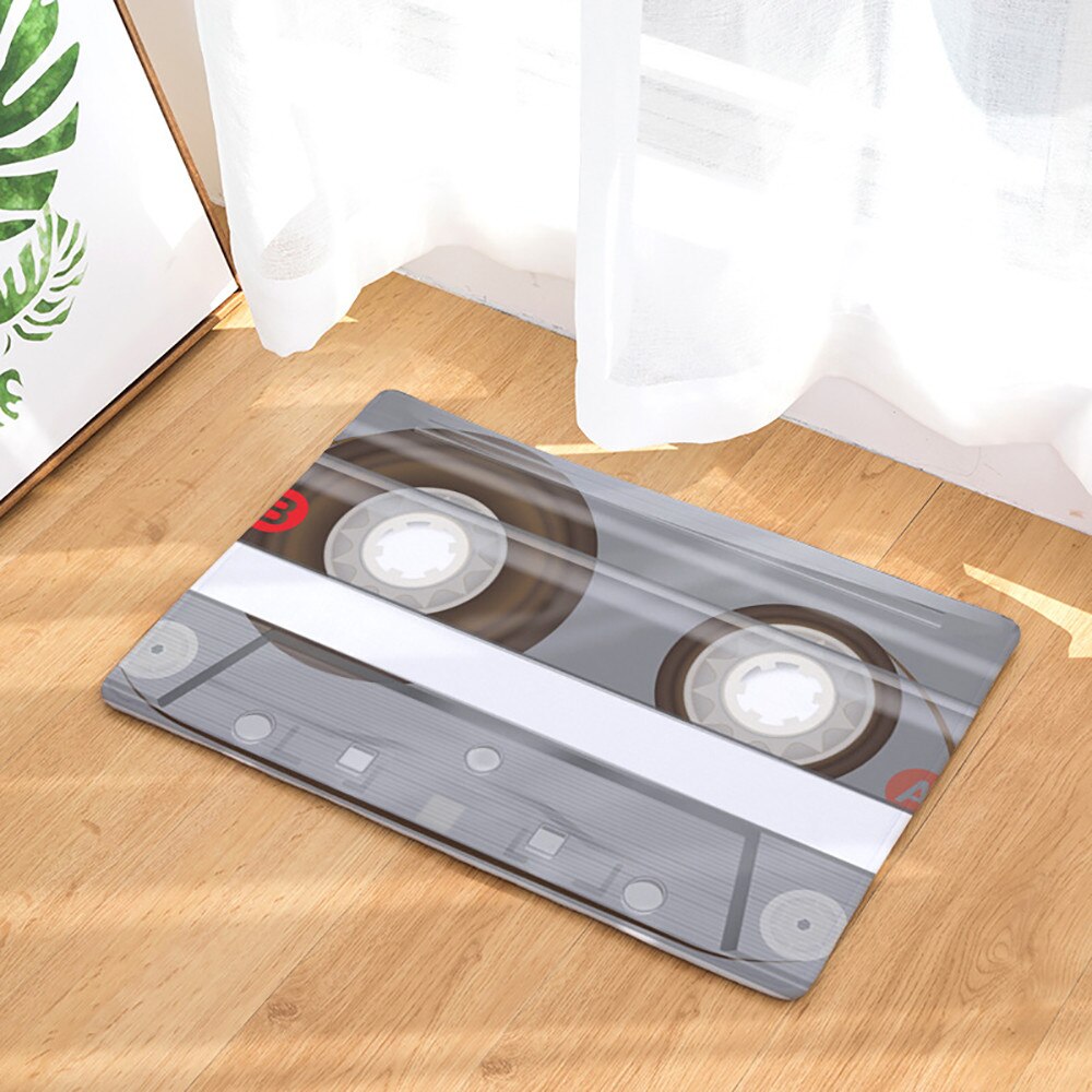 Non Slip Door Mat Flannel Vintage Cassette Tape Indoor Doormat Door Floor Mats Carpet Rugs Decor Porch Doormat Tapete 20JAN23: K