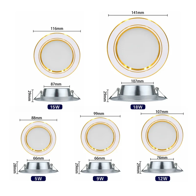Led Downlights 5W 9W 12W Led Plafondlamp 15W 18W Verzonken Licht Ronde Led-paneel Licht 220V Led Spot Light Binnenverlichting