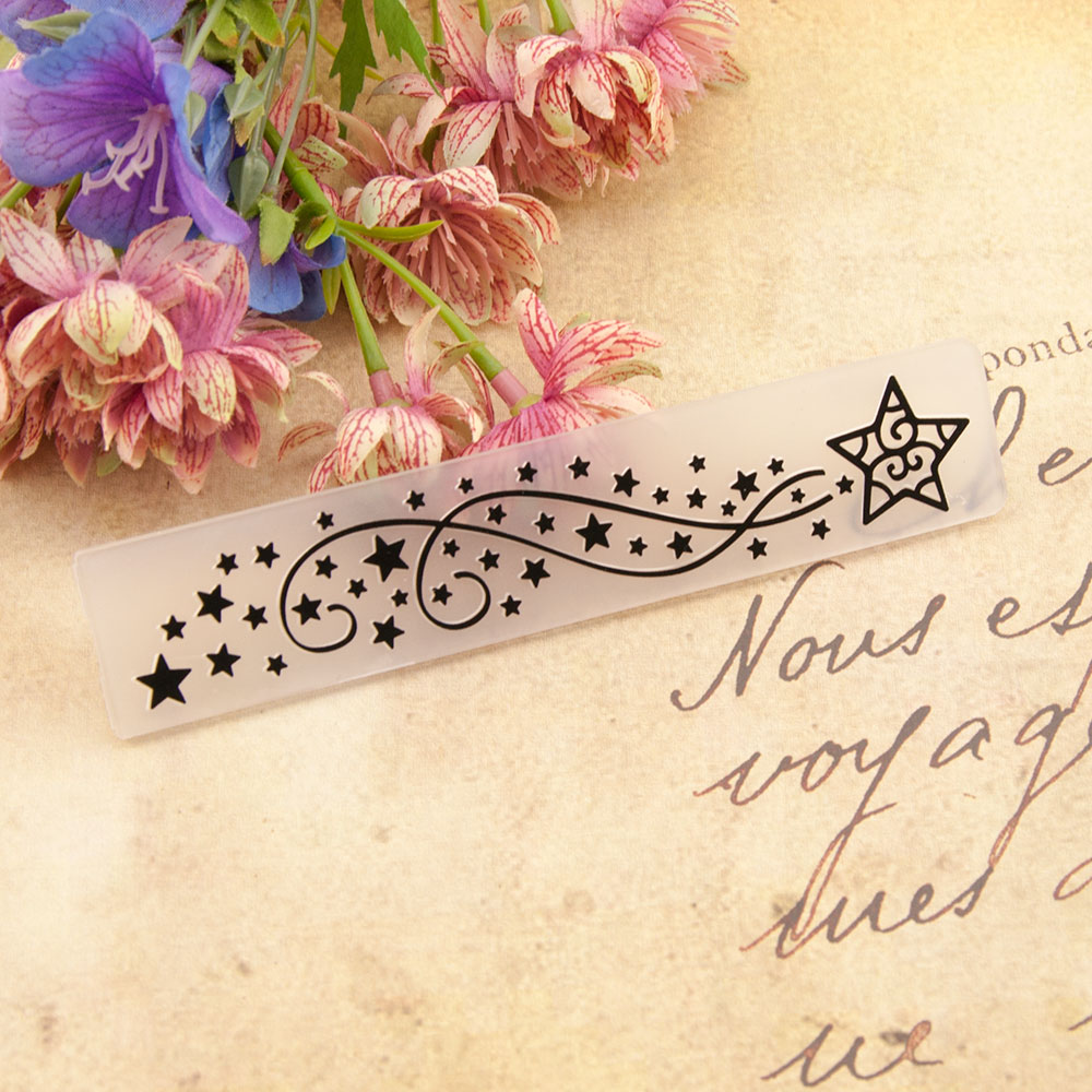 Plantilla de plástico para álbum de recortes, suministros de decoración hechos a mano para manualidades, tarjetas de álbum de fotos, 26 diseños, 15x3cm: Multicolor