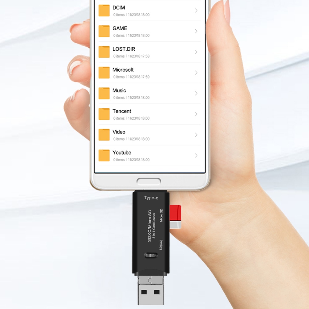 Lector de tarjetas Micro SD OTG, alta velocidad, USB 3,0 + tipo C + Micro USB, para teléfono inteligente, adaptador Micro SD, unidad Flash