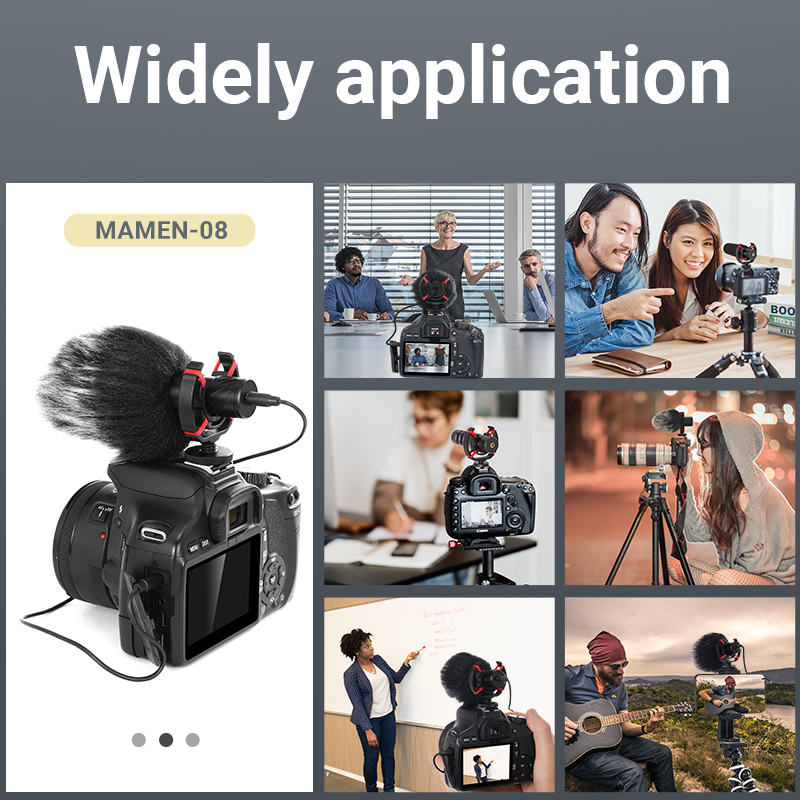 Mamen videoaufnahmemikrofon, keine batterie erforderlich, nierencharakteristik, für dslr-kameras, smartphones, vlogs, interviews und aufnahmen
