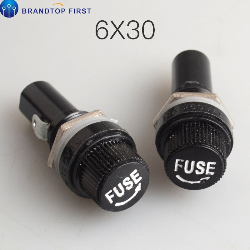 2pcs 5*20mm glass fuse holders 6X30 insurance tube socket fuse holder for 6*30 insurance Panel Mount Fuse Holder: 6X30