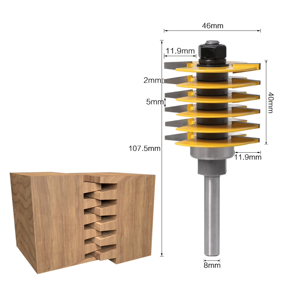 8mm Shank Finger Joint Router Bit Woodworking Chisel Cutter Woodworking Decoration Building Material Coner Router Polishing Tool