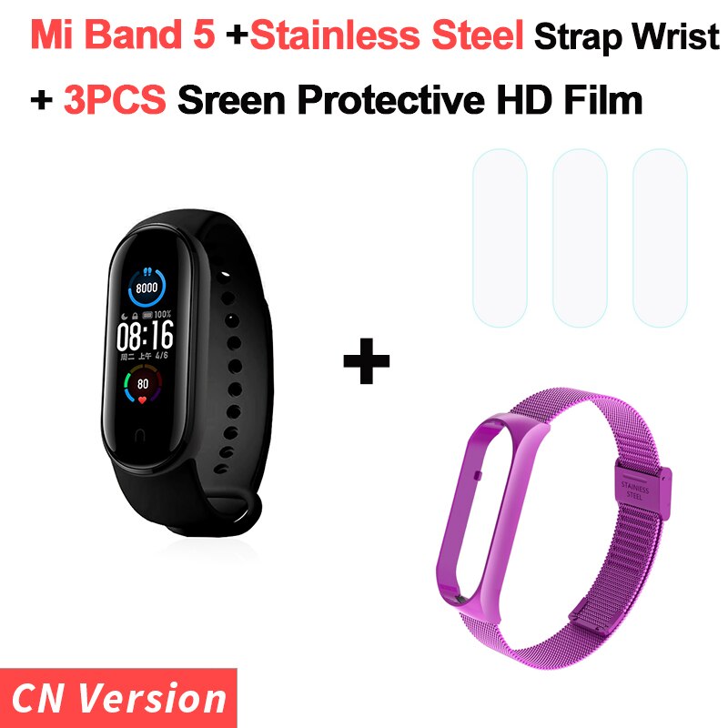 Original Xiaomi Mi Band 5 Smart Bracelet 1.1" AMOLED Colorful Screen Heart Rate Fitness Tracker Waterproof Mi Band 5 Wristbands: 10