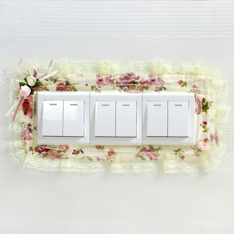 Lace Fabric Switch Protective Cover on-off Switch Outlet Wall Sticker European Light Switch Cover Decoration with Storage Bag