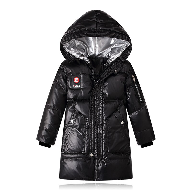 Kinderen Winter Jassen Shinny Kids Dikke Warme Bovenkleding Jas Voor Jongens 120-170Cm Parka LC096: Black / 120CM
