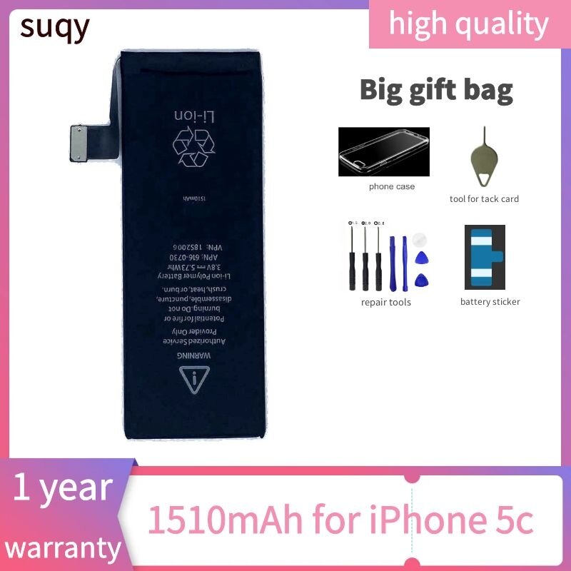 Suqy for Apple Iphone 6 6 s 7 8 Battery Original 0 Cycle for Iphone 4 4s 5 5s 5c Se 6 Plus 6s Plus 7 Plus 8 Plus Bateria Phones: for iphone 5c