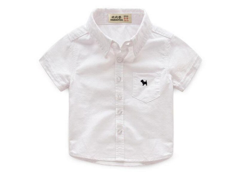 Sommer børnetøj baby #39 skjorter solid kortærmet bomuld børne skjorter til drenge piger barn kausal skjorte top: Hvid / 3t
