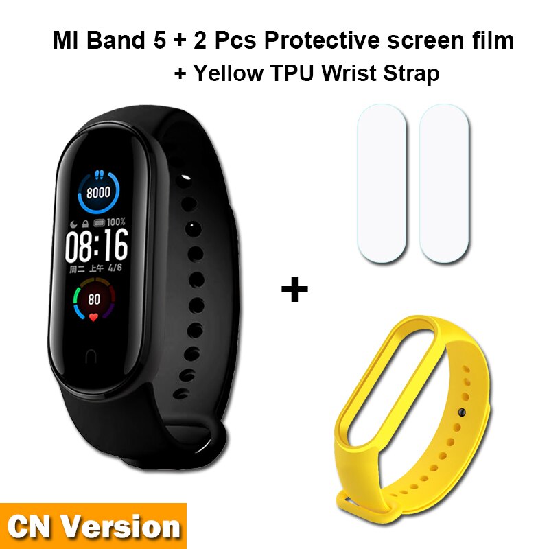 Xiaomi Mi Band 5 Smart Bracelet 4 Color AMOLED Screen Miband 5 Smartband Fitness Traker Bluetooth Sport Waterproof Smart Band: Add Yellow