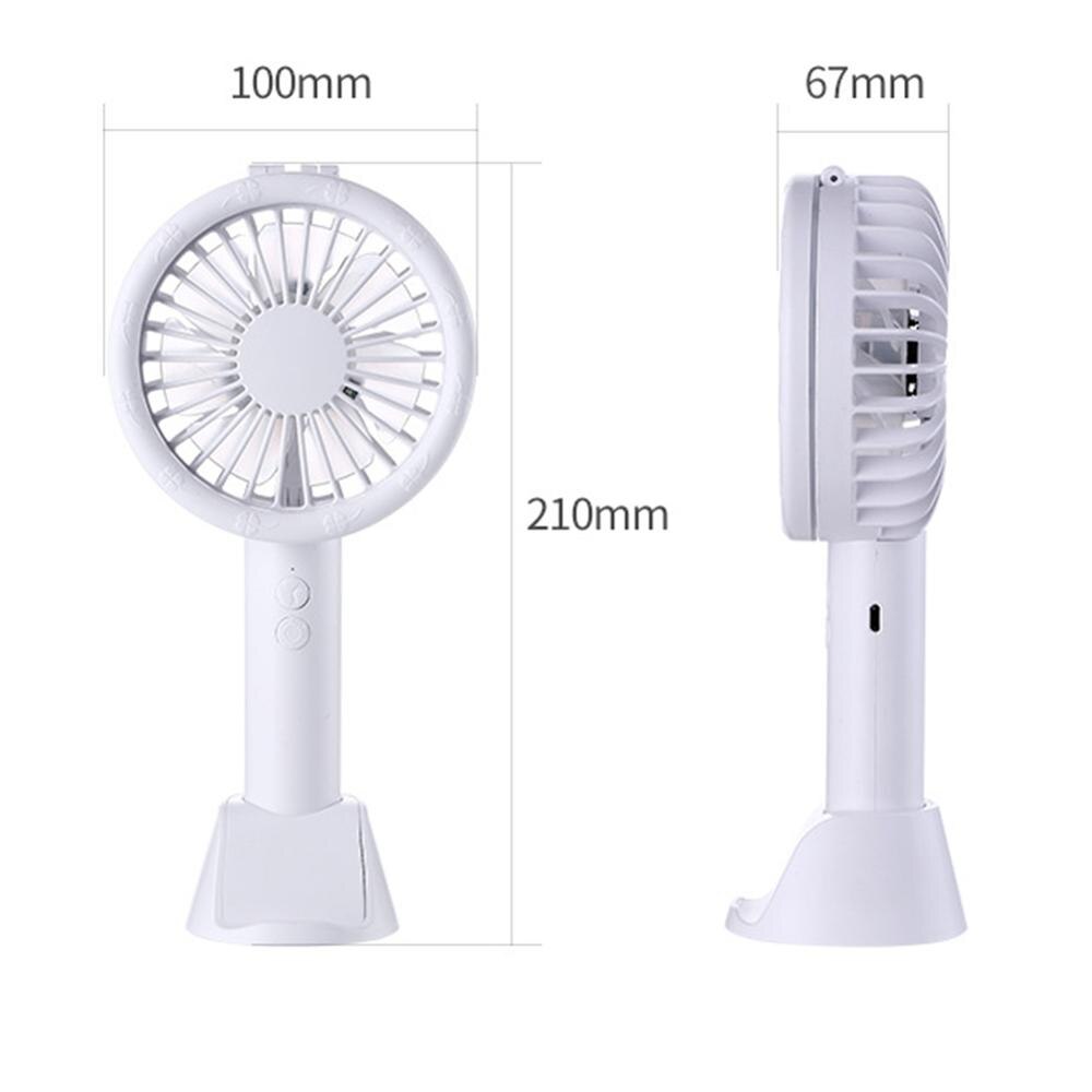 Mini Handheld Fan USB Rechargeable Handheld Desk Fan 3 Speed Adjustable Cooling Fan LED Ring Light with Phone Stand Base