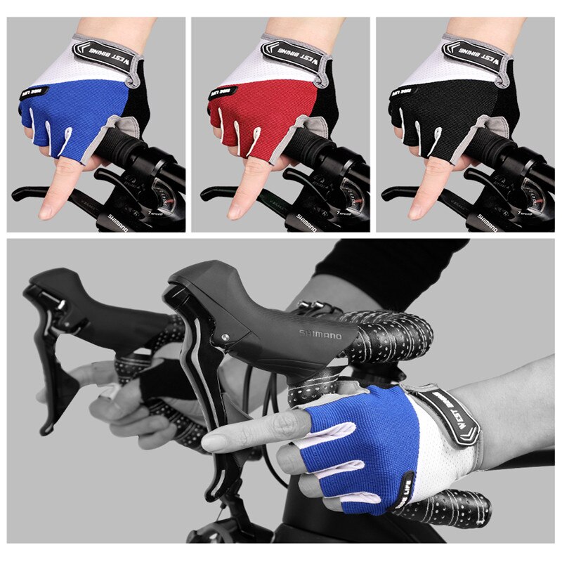 Fiets handschoenen fiets handschoenen fiets handschoenen antislip schokdempend ademend halve vinger korte sport handschoenen accessoires voor mannen vrouwen