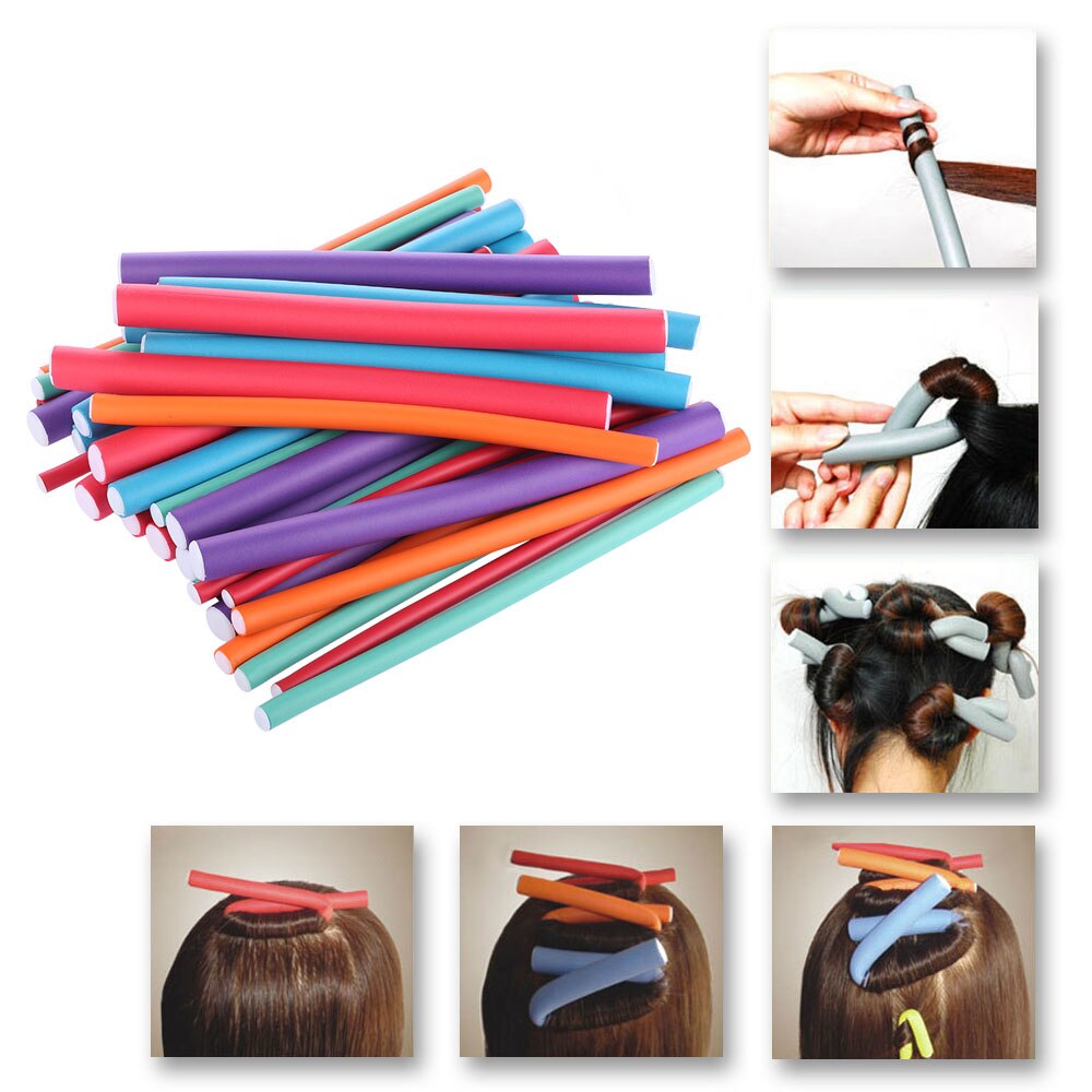 36pcs Beauty Spiral Twist Curlers Spongia Foam Twist Curls DIY Styling Hair Rollers Flexible Curling Rods Hairdressing Tools