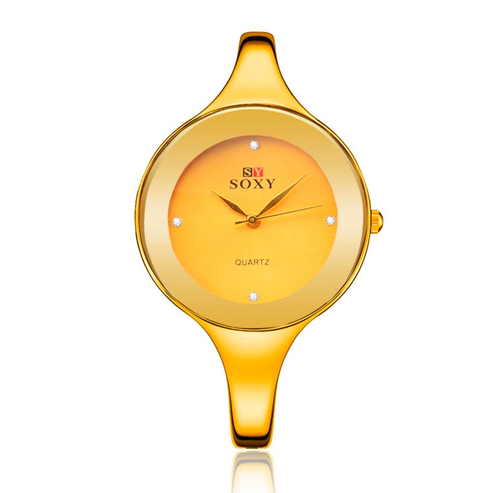 Guld ur luksus krystal armbånd ur kvinder ure top mærke dame ur rustfrit stål kjole ur reloj mujer