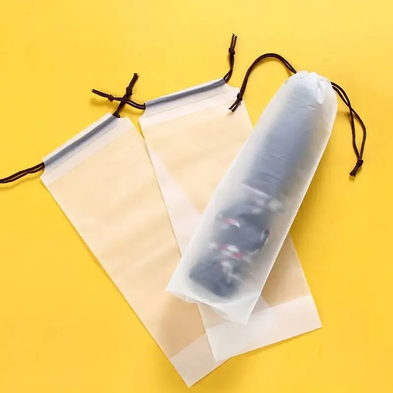 10 stücke Strahl Mund Wasserdichte Regenschirm Lagerung Tasche Plastiktüte Kordelzug Tasche Durchscheinende Tasche Aus Lagerung Fahrzeug-montiert Nass Tasche