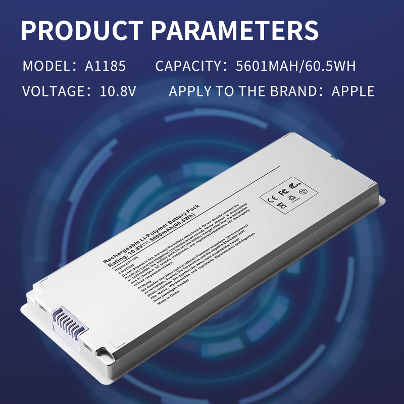 Batteria per computer portatile Somi per Mela Macbook 13 "Mac A1185 A1181 MA566FE/A MB881LL/A bianco 55Wh
