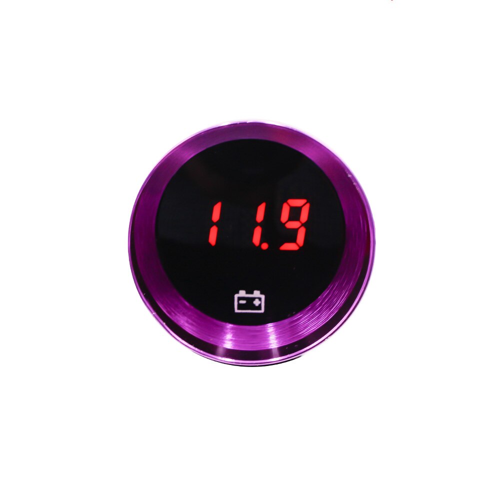 Yomi 37Mm Rook Digitale Auto Volt Gauge Auto Volt Meter Universele Rode Led Voltage Voltmeter Mini Paars