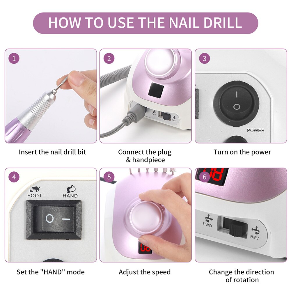 JD700 Pro-taladro eléctrico para uñas, 35W, 35000RPM, equipo de limas para manicura y pedicura, taladro de decoración de uñas, pluma, herramientas